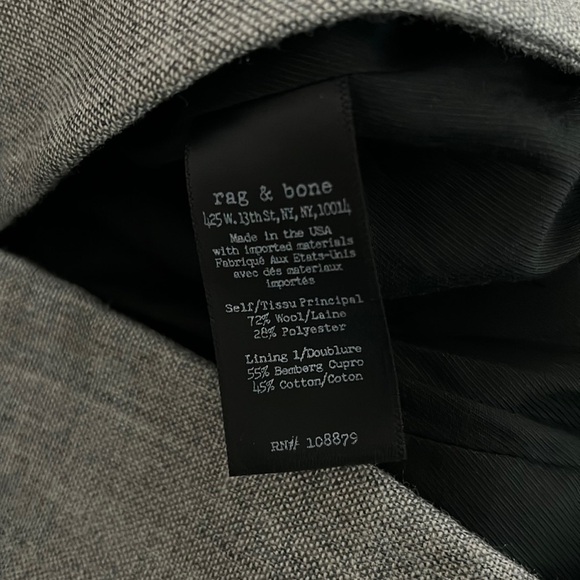 RAG & BONE Alpine Wool-Blend Blazer with Zip Pockets in Silver/Gray SZ 4 - Picture 10 of 10
